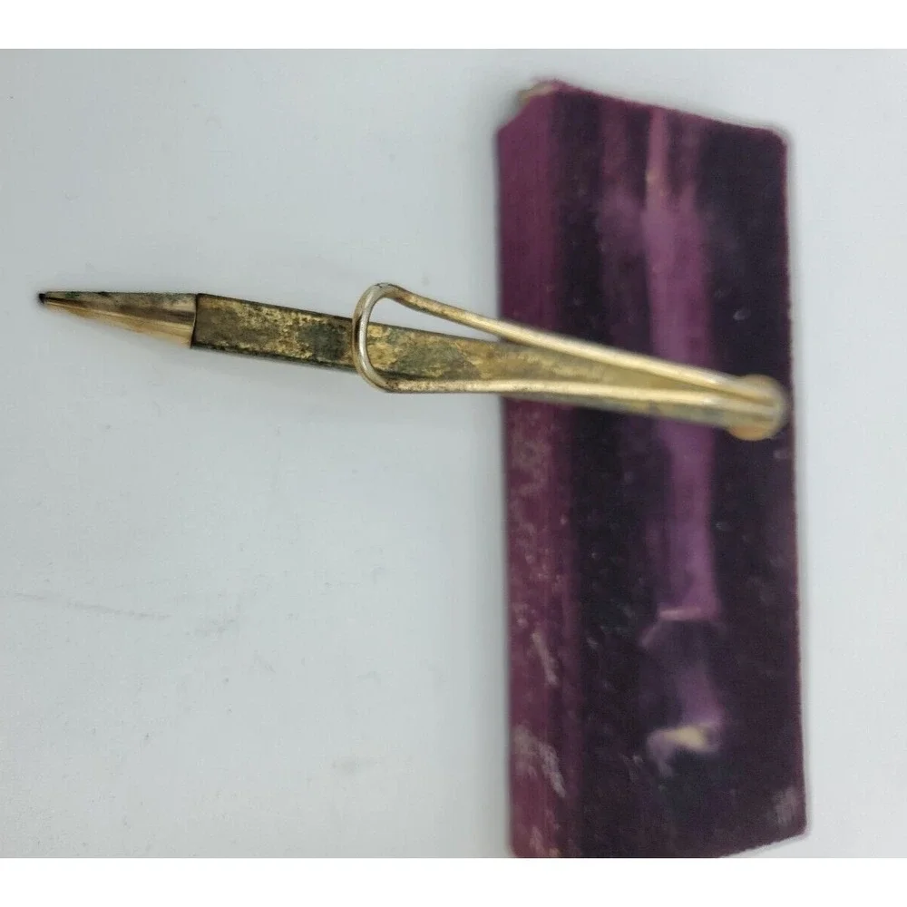 Mechanical Pencil Tie Clip Anson Red Stone Vintage with Original Box READ‎